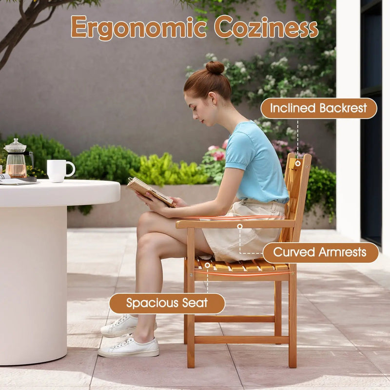 5-Piece Acacia Wood Patio Dining Set for 4 with Armchairs by DirectDeals