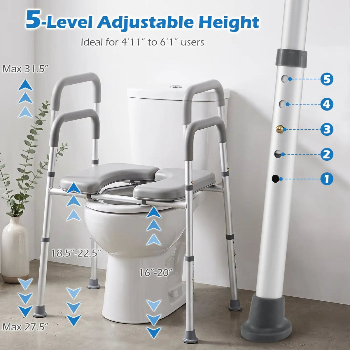 Raised Toilet Seat with Handles - 400 LBS Capacity by DirectDeals
