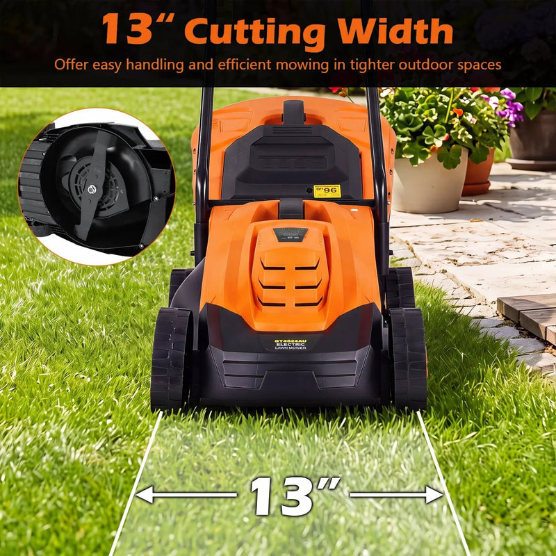 13-Inch Corded Electric Lawn Mower with 3-Position Height Adjustment by DirectDeals