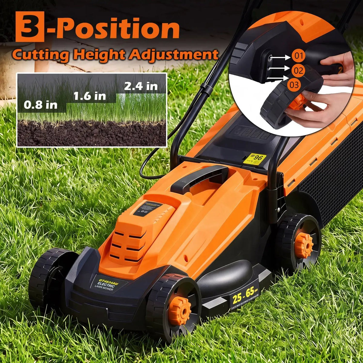 13-Inch Corded Electric Lawn Mower with 3-Position Height Adjustment by DirectDeals