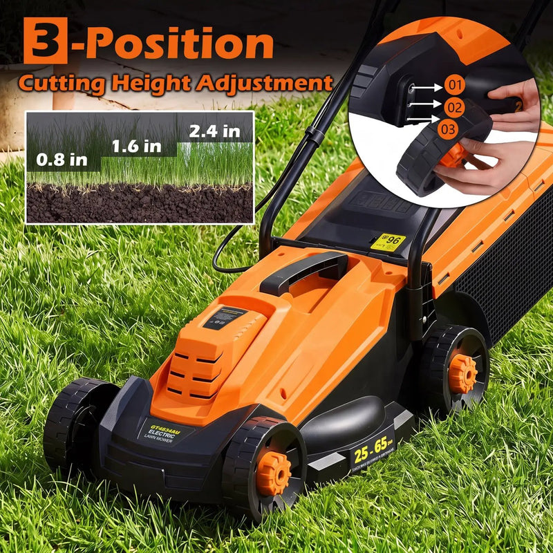 13-Inch Corded Electric Lawn Mower with 3-Position Height Adjustment by DirectDeals