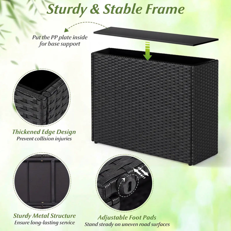 Raised Garden Bed Set of 2 with PE Rattan Wicker & Liner by DirectDeals