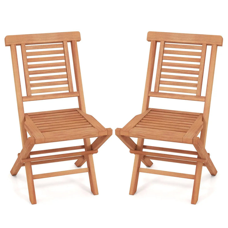 Teak Wood Folding Patio Dining Chairs Set of 2 by DirectDeals