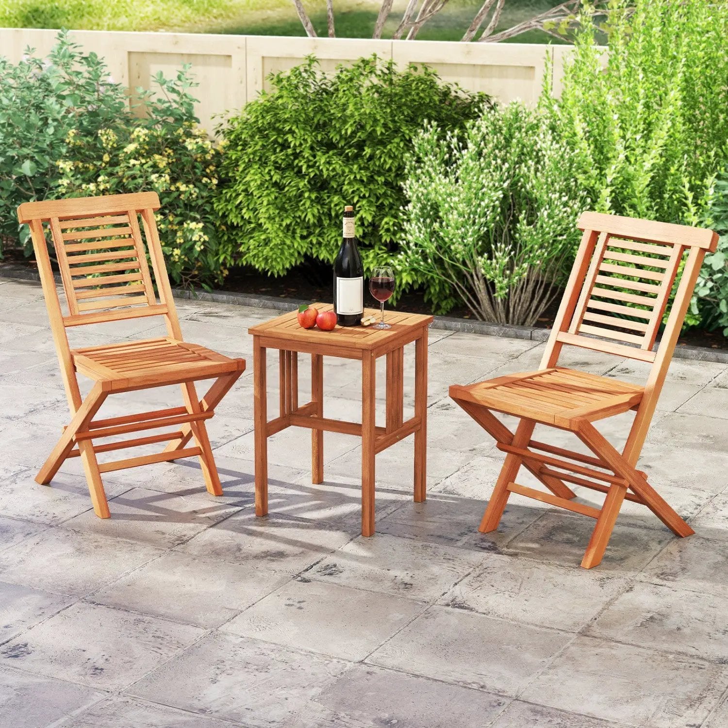 Teak Wood Folding Patio Dining Chairs Set of 2 by DirectDeals
