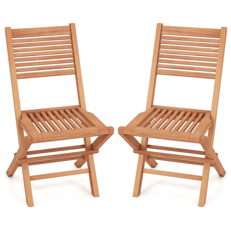 Teak Wood Folding Patio Dining Chairs Set of 2 by DirectDeals