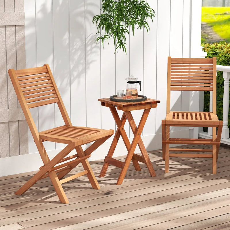 Teak Wood Folding Patio Dining Chairs Set of 2 by DirectDeals