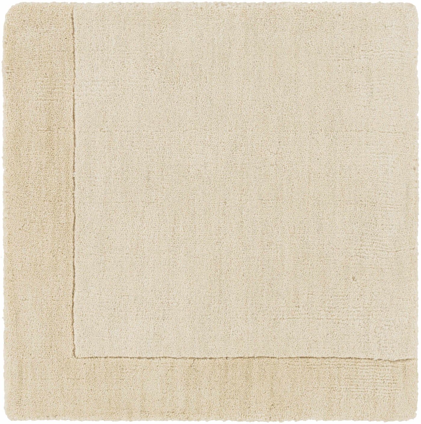 Bordered Solid Wheat Cream Wool Rug by Boutique Rugs