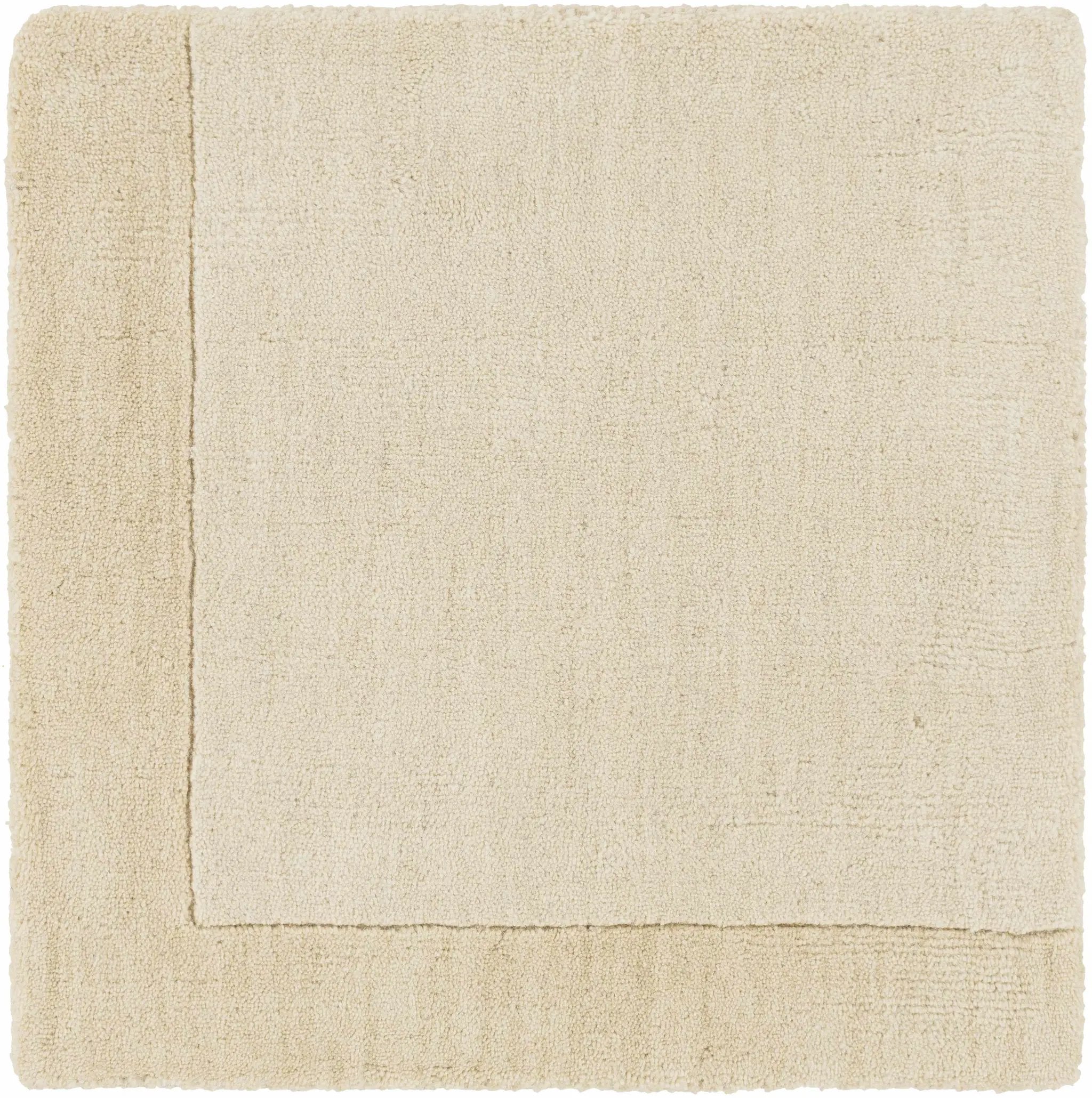 Bordered Solid Wheat Cream Wool Rug by Boutique Rugs