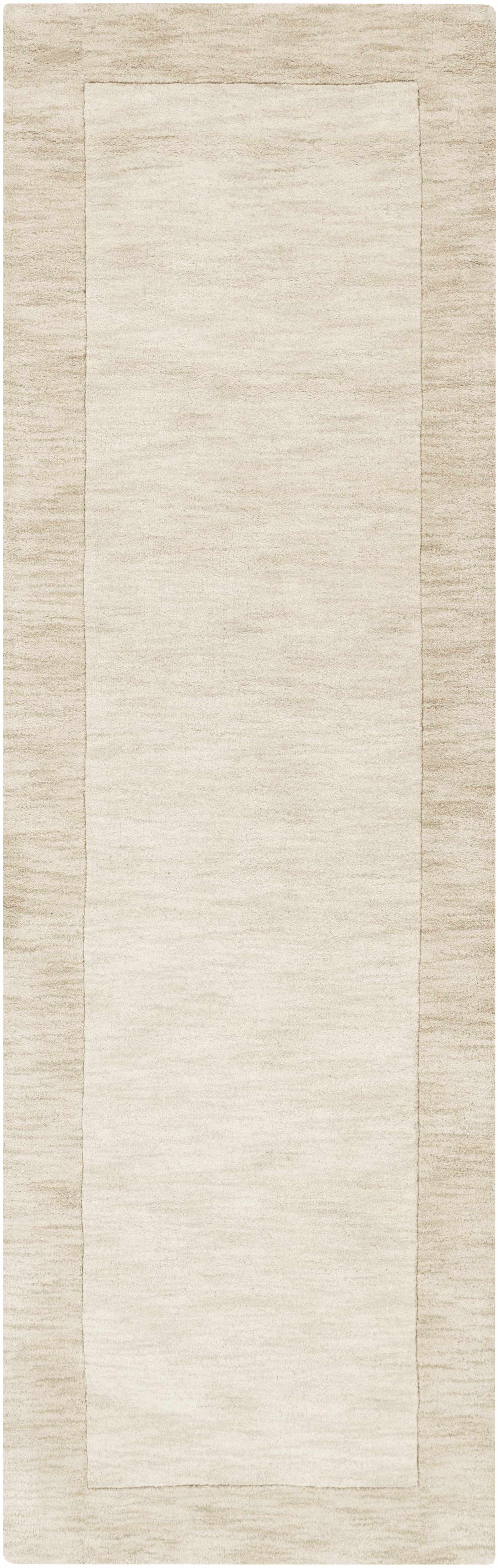 Bordered Solid Wheat Cream Wool Rug by Boutique Rugs