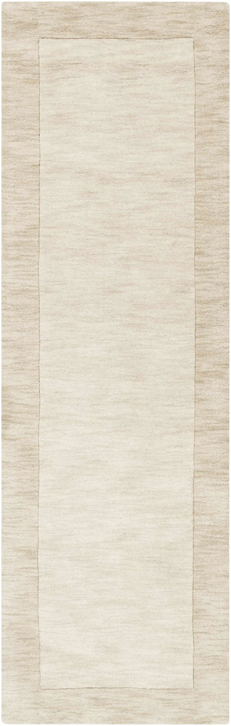 Bordered Solid Wheat Cream Wool Rug by Boutique Rugs