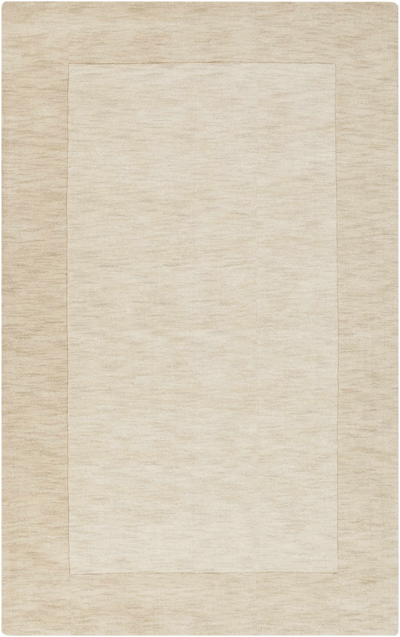 Bordered Solid Wheat Cream Wool Rug by Boutique Rugs