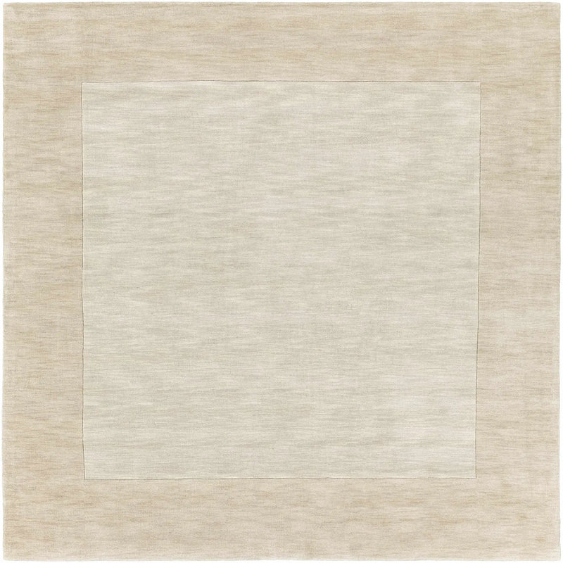 Bordered Solid Wheat Cream Wool Rug by Boutique Rugs