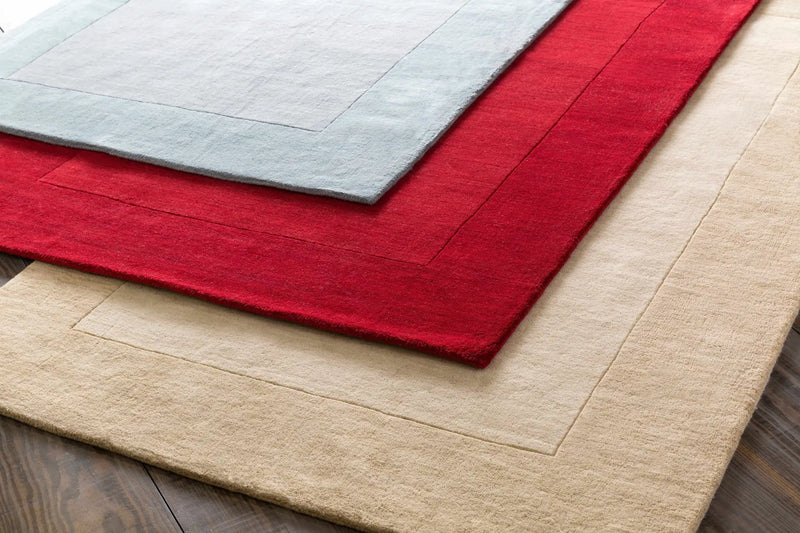 Bordered Solid Wheat Cream Wool Rug by Boutique Rugs