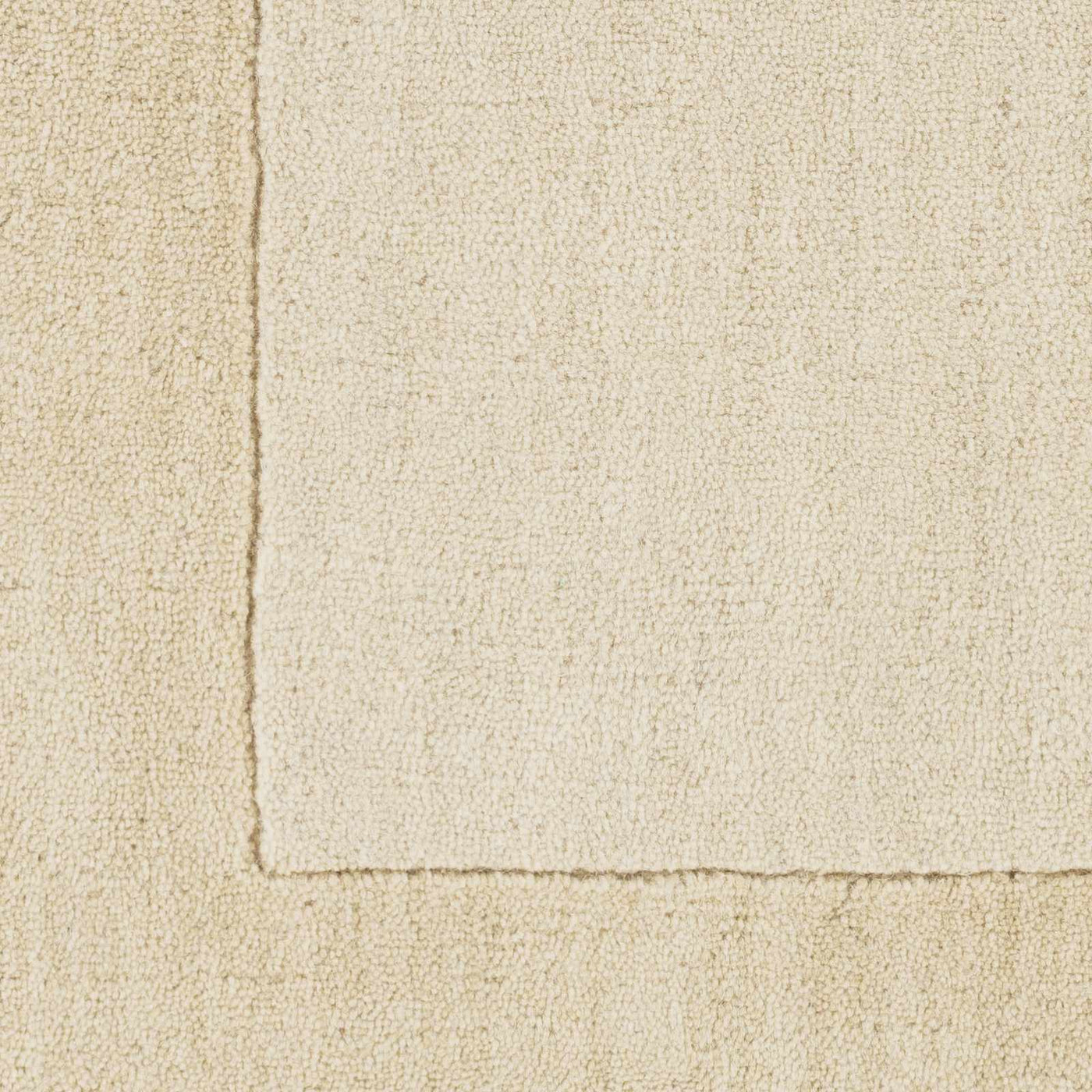 Bordered Solid Wheat Cream Wool Rug by Boutique Rugs