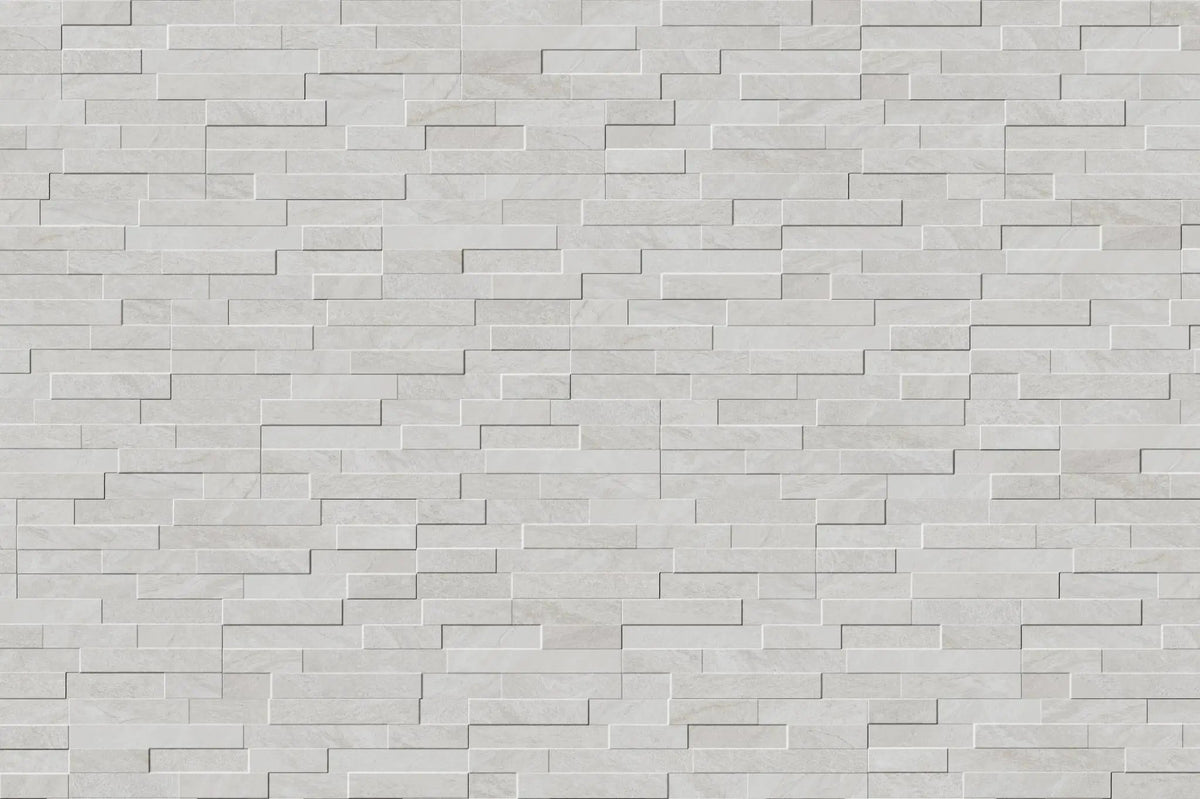 Veneer World Urban Ledgestone Explore Arctic White Smart-corner Quartz Look Porcelain Moldings 5.75x24 by landmarkceramics