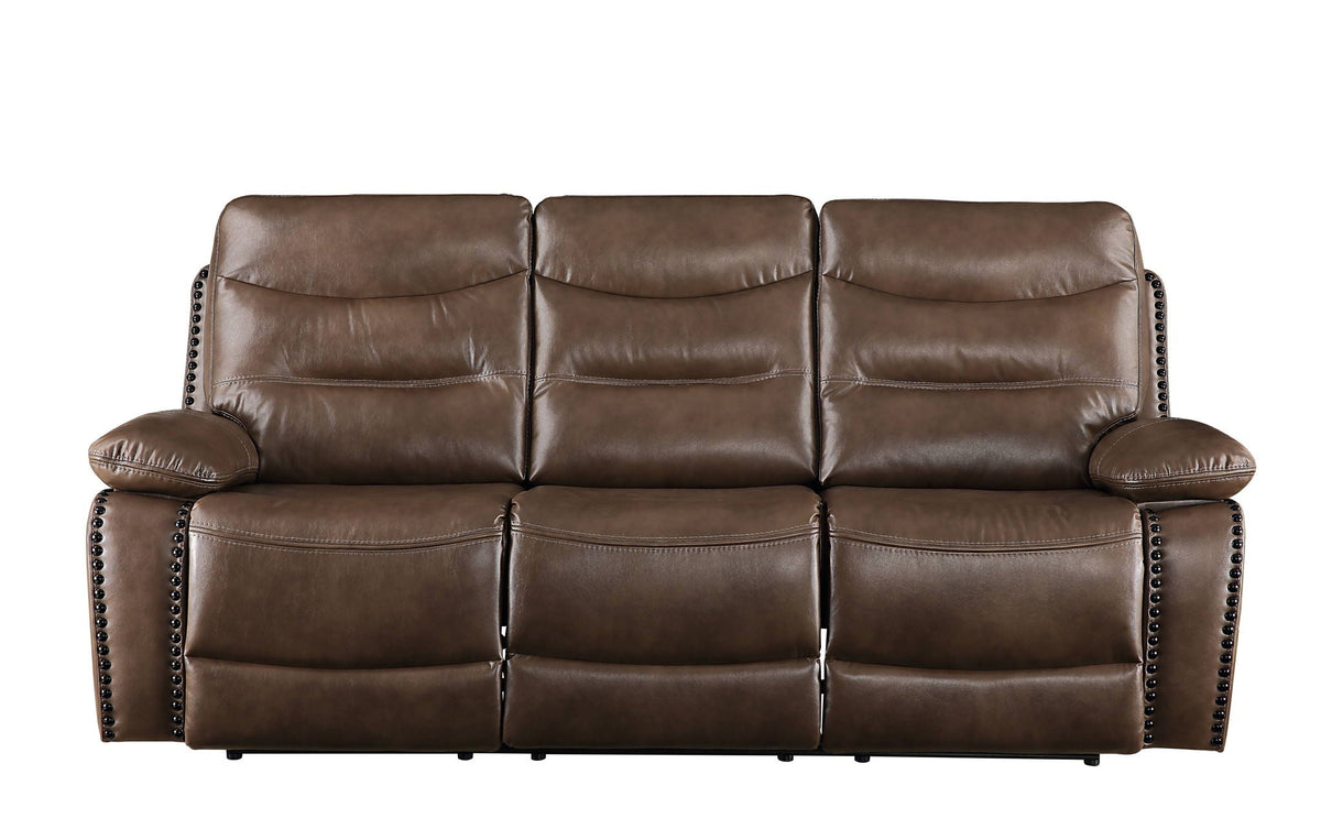 Aashi Leather Gel Match Recliner Sofa with Console - Brown