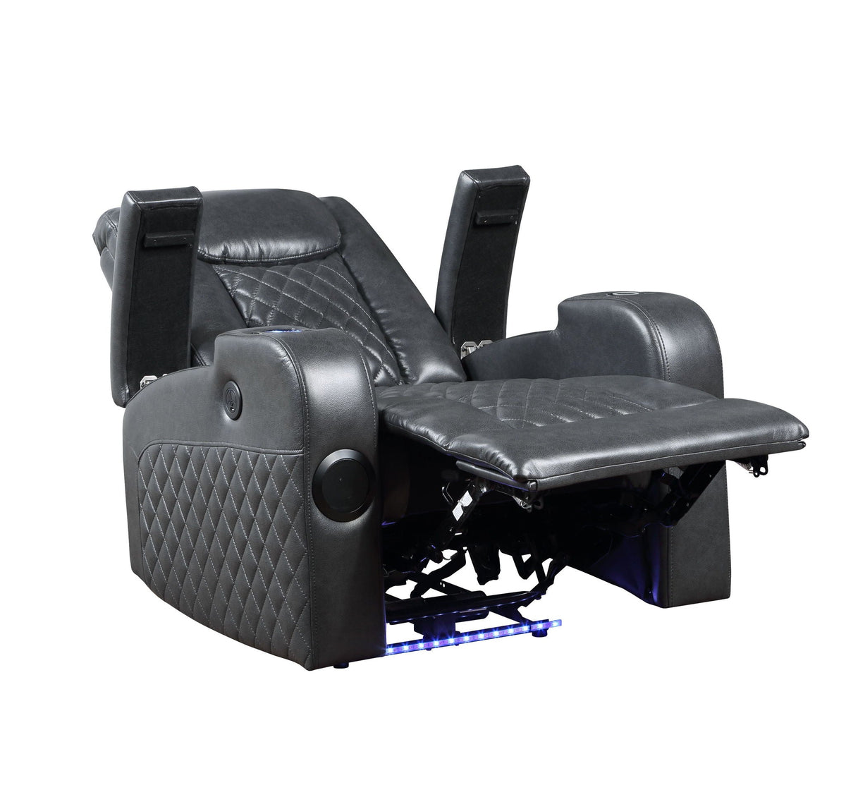 Alair Leather Aire Power Motion Recliner with Bluetooth & Wireless Charger - Dark Gray, photo 3 of 4