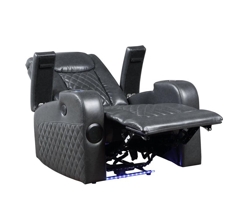 Alair Leather Aire Power Motion Recliner with Bluetooth & Wireless Charger - Dark Gray, photo 3 of 4