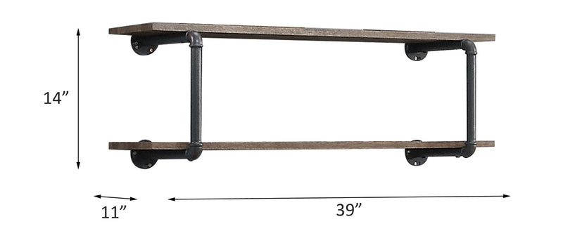 Antique Oak Wall Rack with 2-Tier Storage - Oak, photo 3 of 4