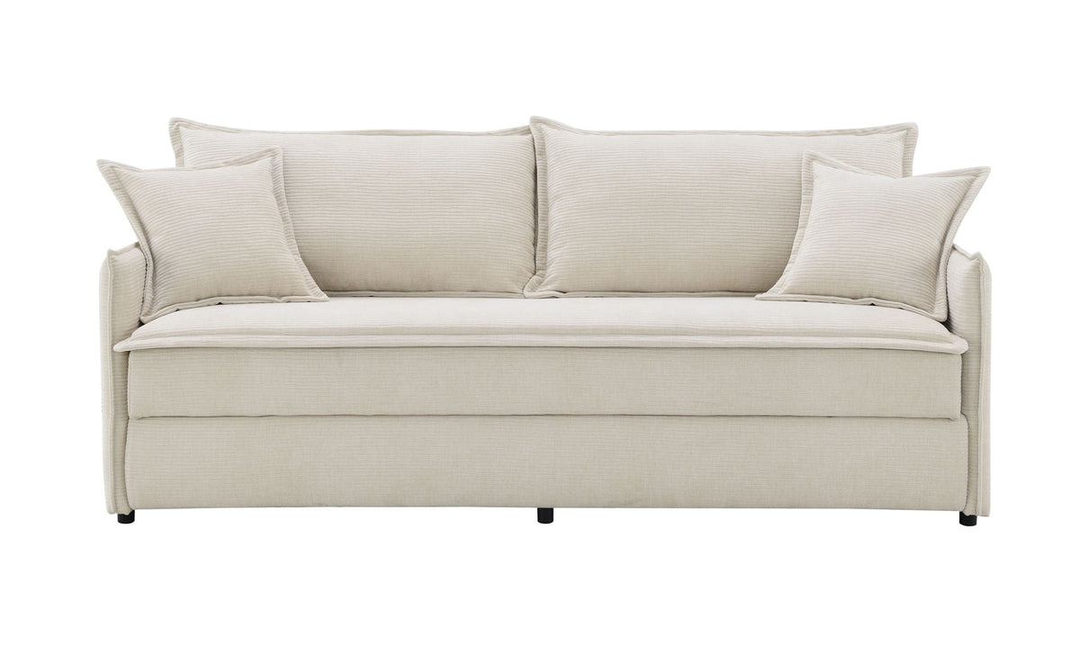 Beige Fabric Sleeper Sectional Sofa with Storage and 2 Toss Pillows - Elisea Collection, photo 3 of 4