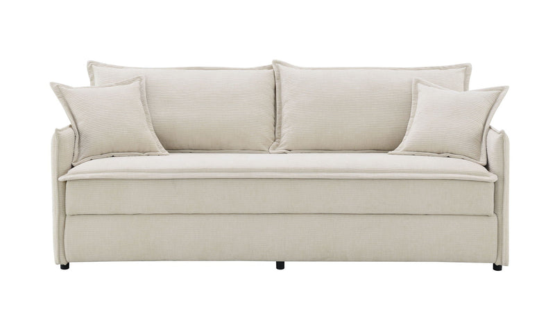 Beige Fabric Sleeper Sectional Sofa with Storage and 2 Toss Pillows - Elisea Collection, photo 3 of 4
