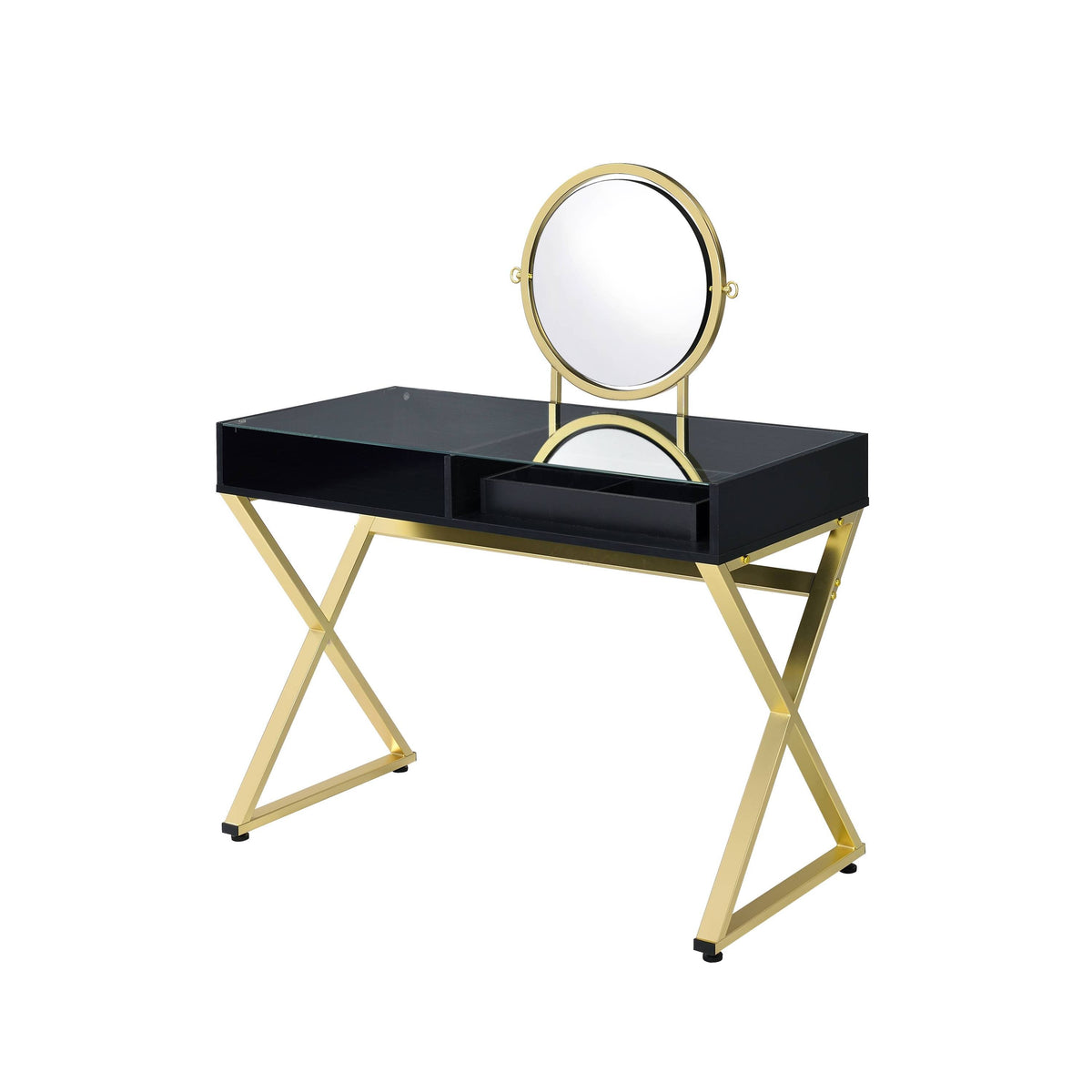 Black & Gold Finish Vanity Desk, photo 3 of 6
