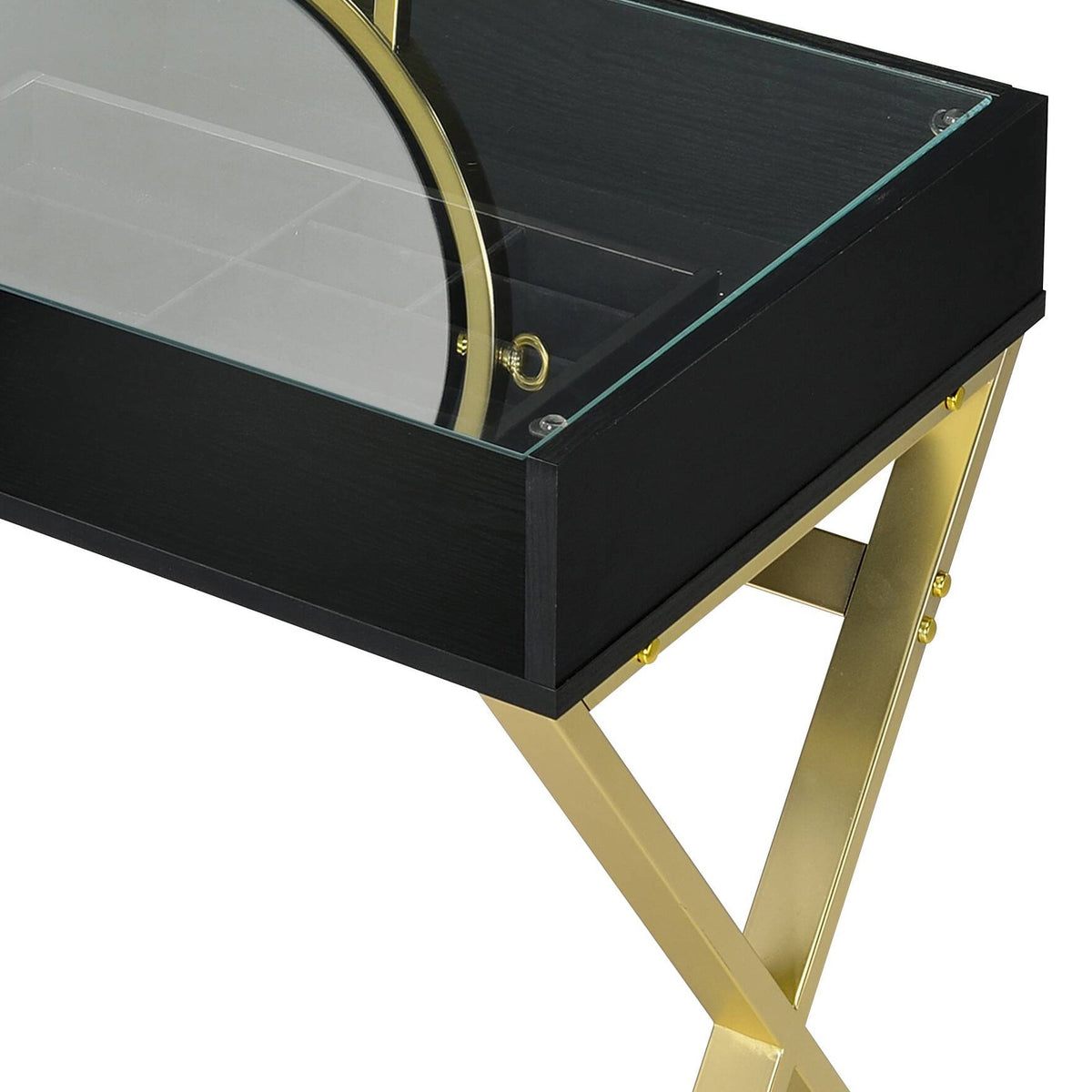 Black & Gold Finish Vanity Desk, photo 4 of 6