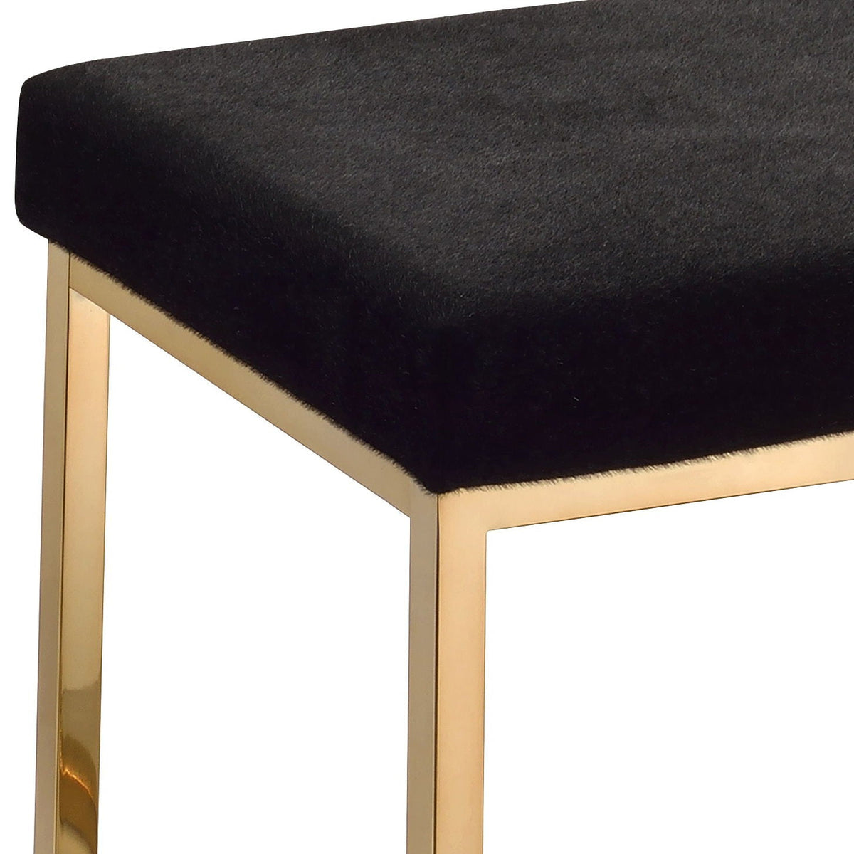 Black Upholstered Bench with Gold Metal Base - Boice, photo 3 of 4