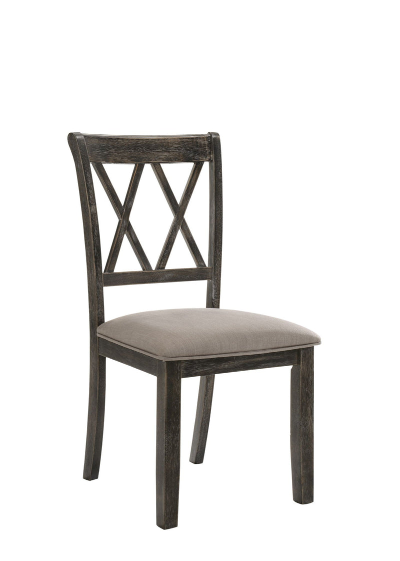 Claudia II Weathered Side Chair Set of 2 with Upholstered Seat - Beige / Gray