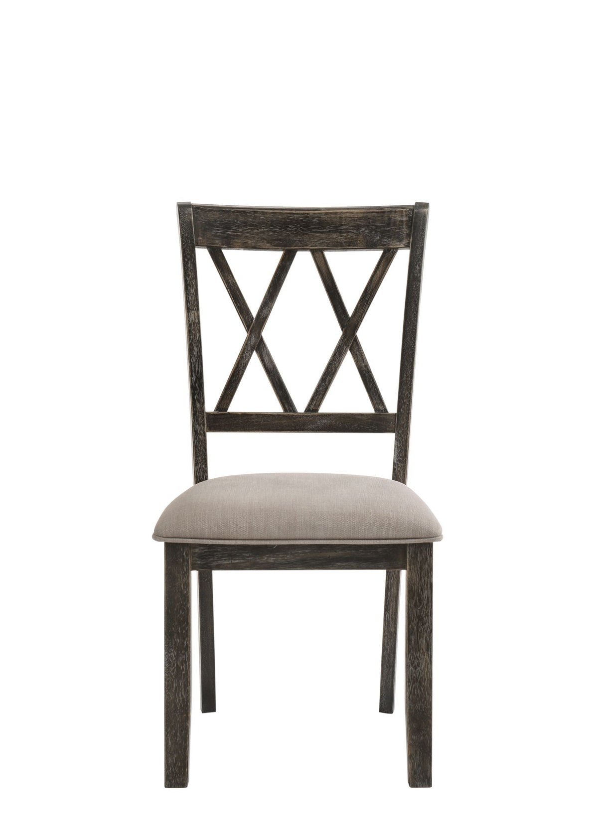 Claudia II Weathered Side Chair Set of 2 with Upholstered Seat - Beige / Gray, photo 2 of 4
