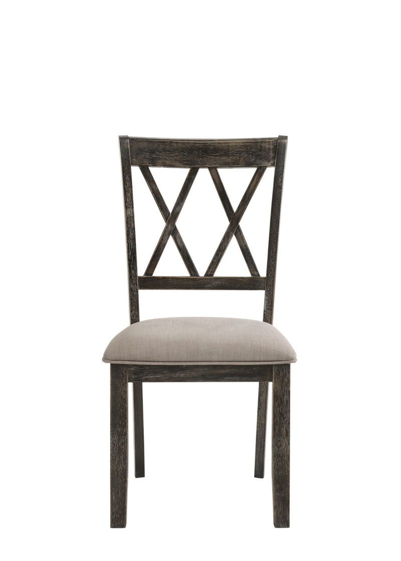 Claudia II Weathered Side Chair Set of 2 with Upholstered Seat - Beige / Gray, photo 2 of 4