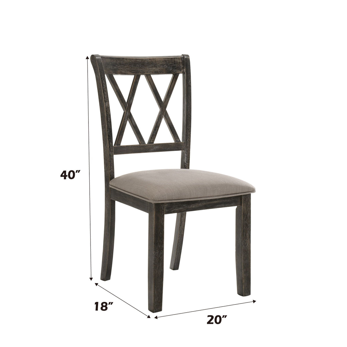 Claudia II Weathered Side Chair Set of 2 with Upholstered Seat - Beige / Gray, photo 3 of 4