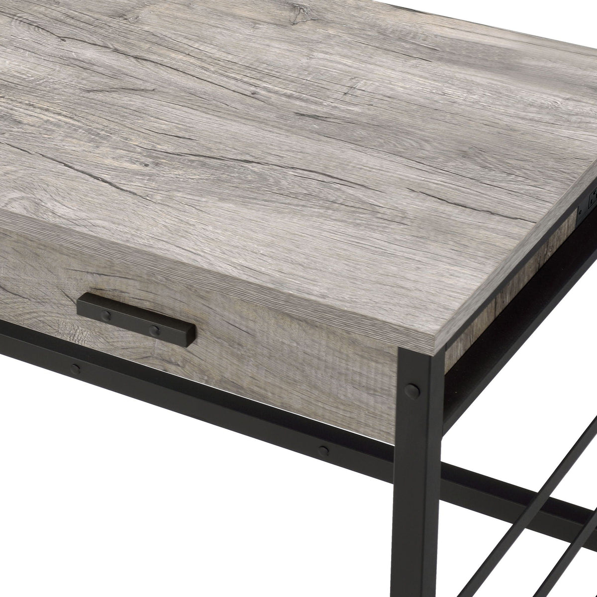 Disho Weathered Writing Desk with USB Ports - Oak, photo 3 of 4