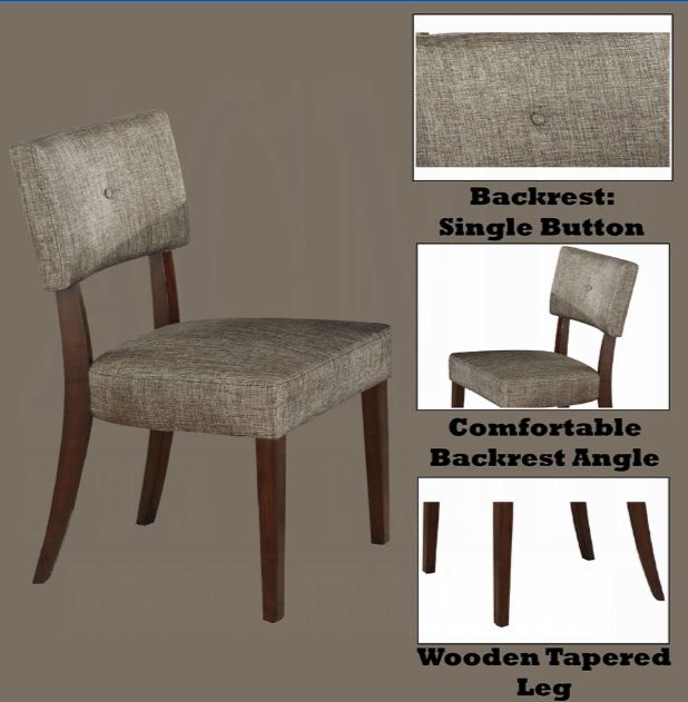 Drake Side Chair Set of 2 with Fabric Upholstery - Gray, photo 3 of 4