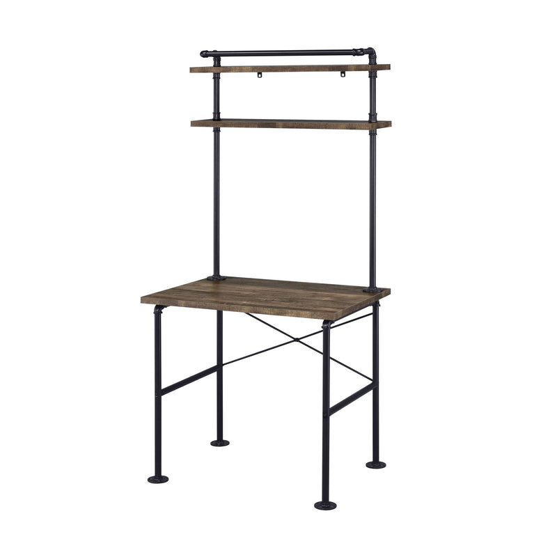 Ensata Rustic Writing Desk with Industrial Metal Frame - Black / Oak, photo 3 of 4