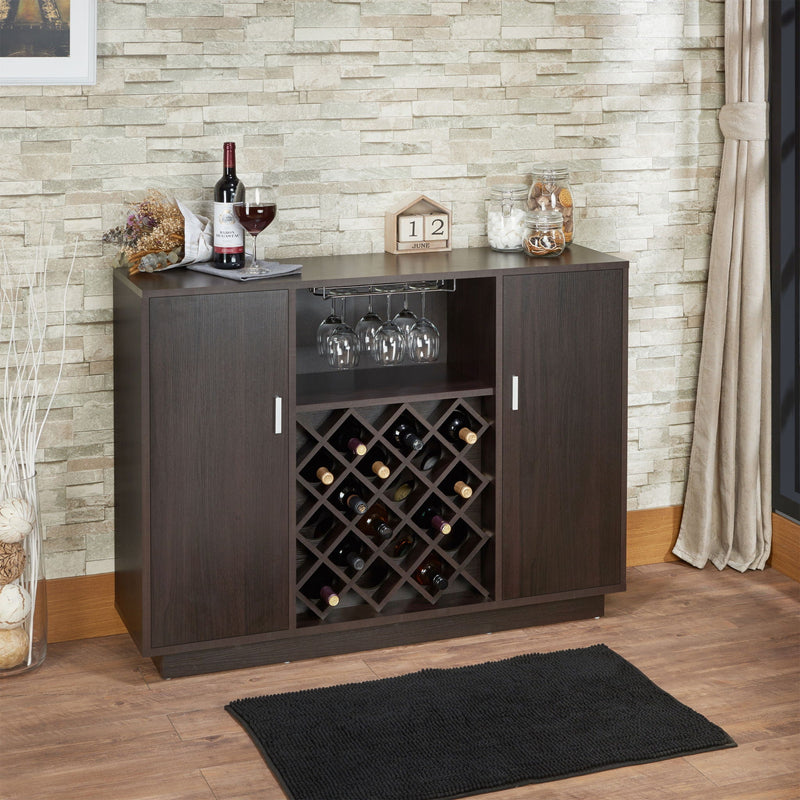 Espresso Wine Cabinet with 18-Bottle Rack - Hazen Collection, photo 3 of 4