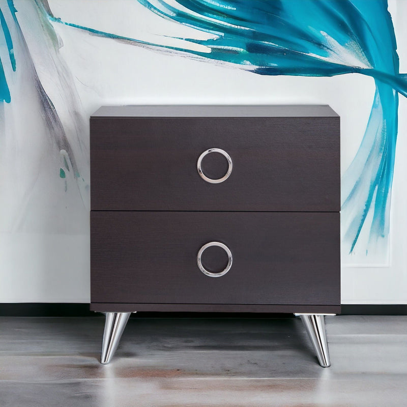 Espresso Wood Accent Nightstand with Storage Drawers - Dark Brown, photo 4 of 4