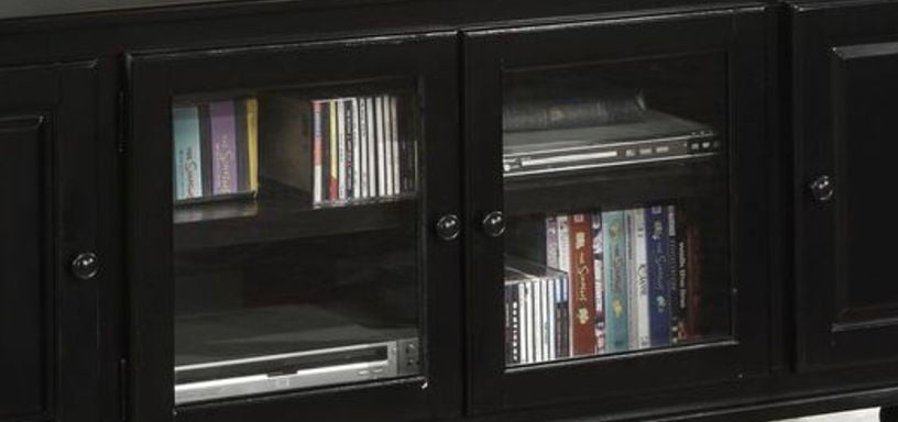 Ferla TV Stand with Doors and Shelves - Black, photo 3 of 4