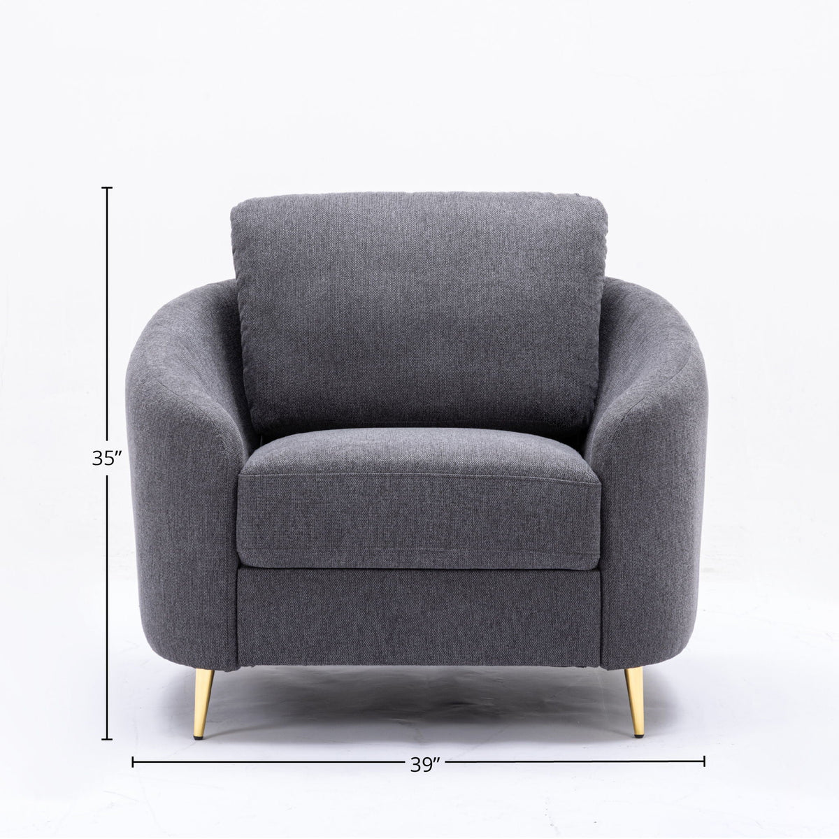 Gray Linen Arm Chair with Pocket Coil Seat - Dark Gray, photo 2 of 4