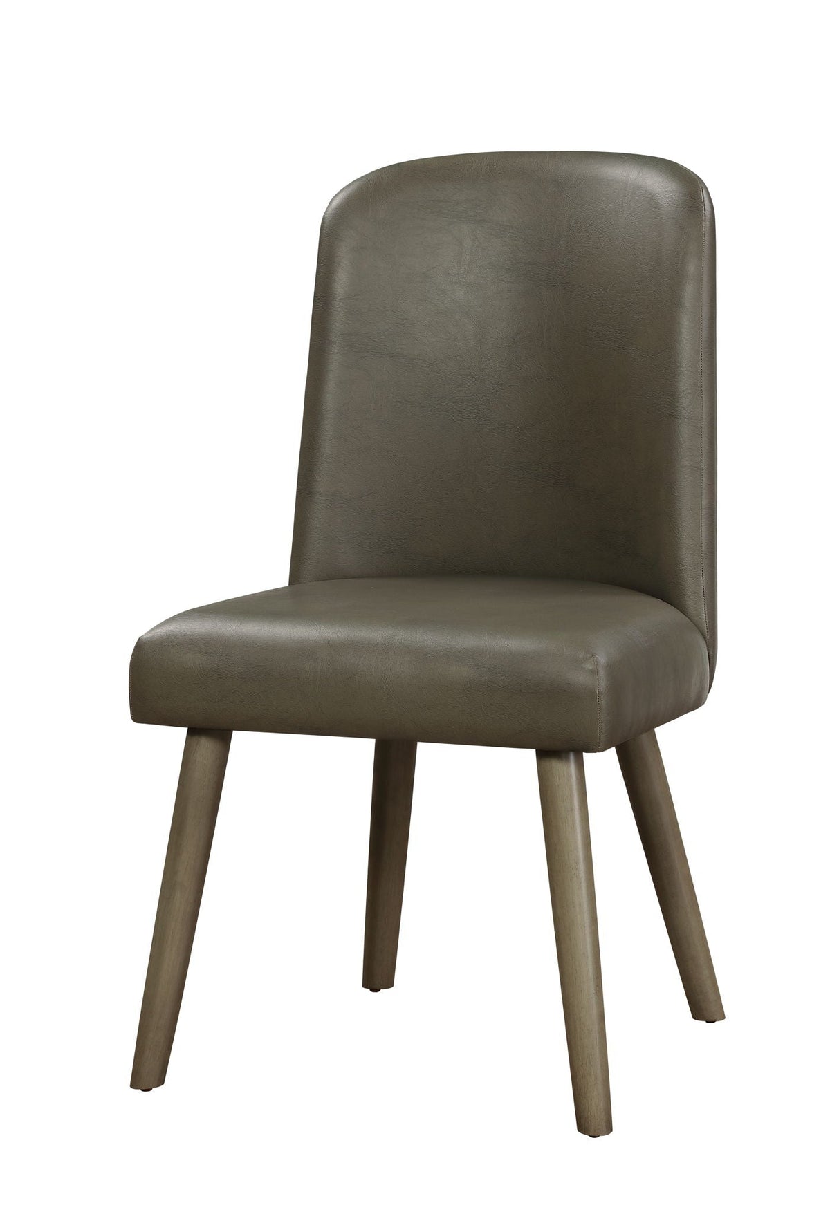 Gray Synthetic Leather Side Chair Set of 2 with Oak Legs, photo 3 of 4