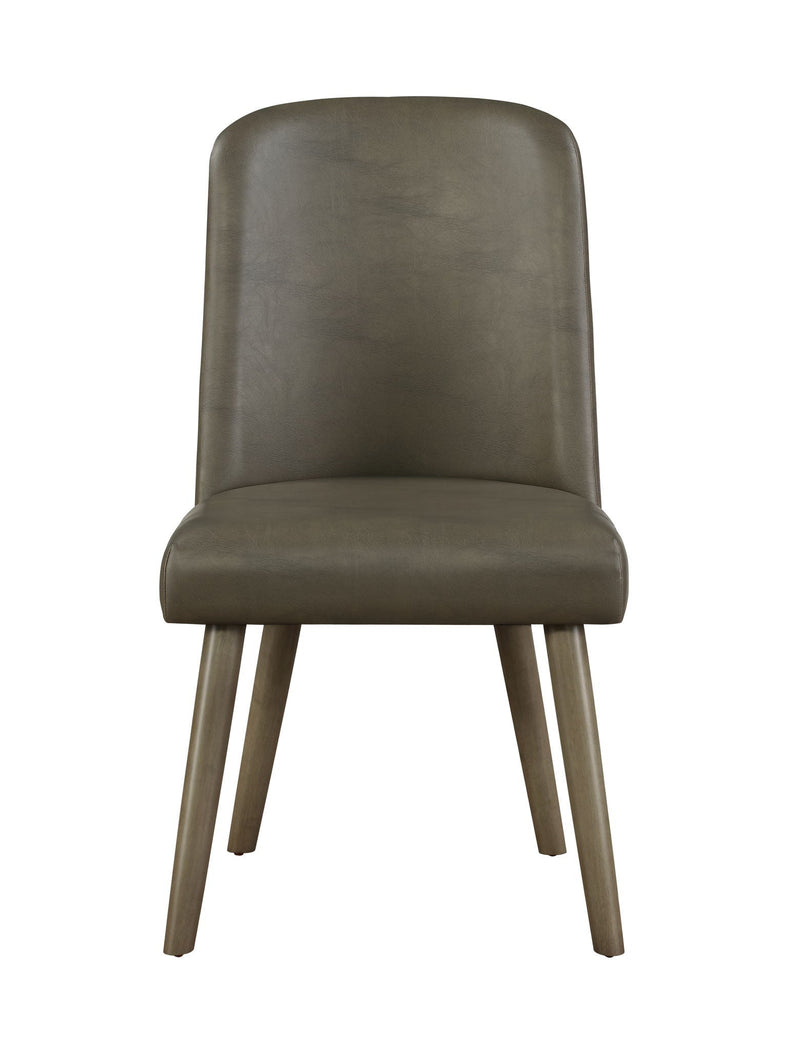 Gray Synthetic Leather Side Chair Set of 2 with Oak Legs, photo 4 of 4
