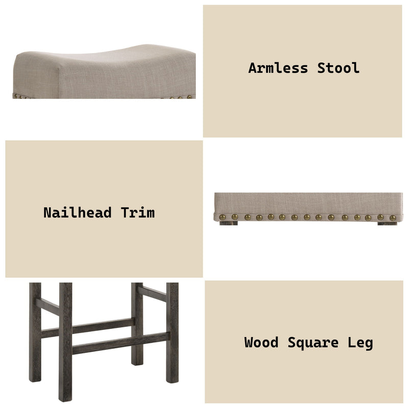 Gray Wood Counter Height Stool Set with Backless Design - Set of 2, photo 4 of 4