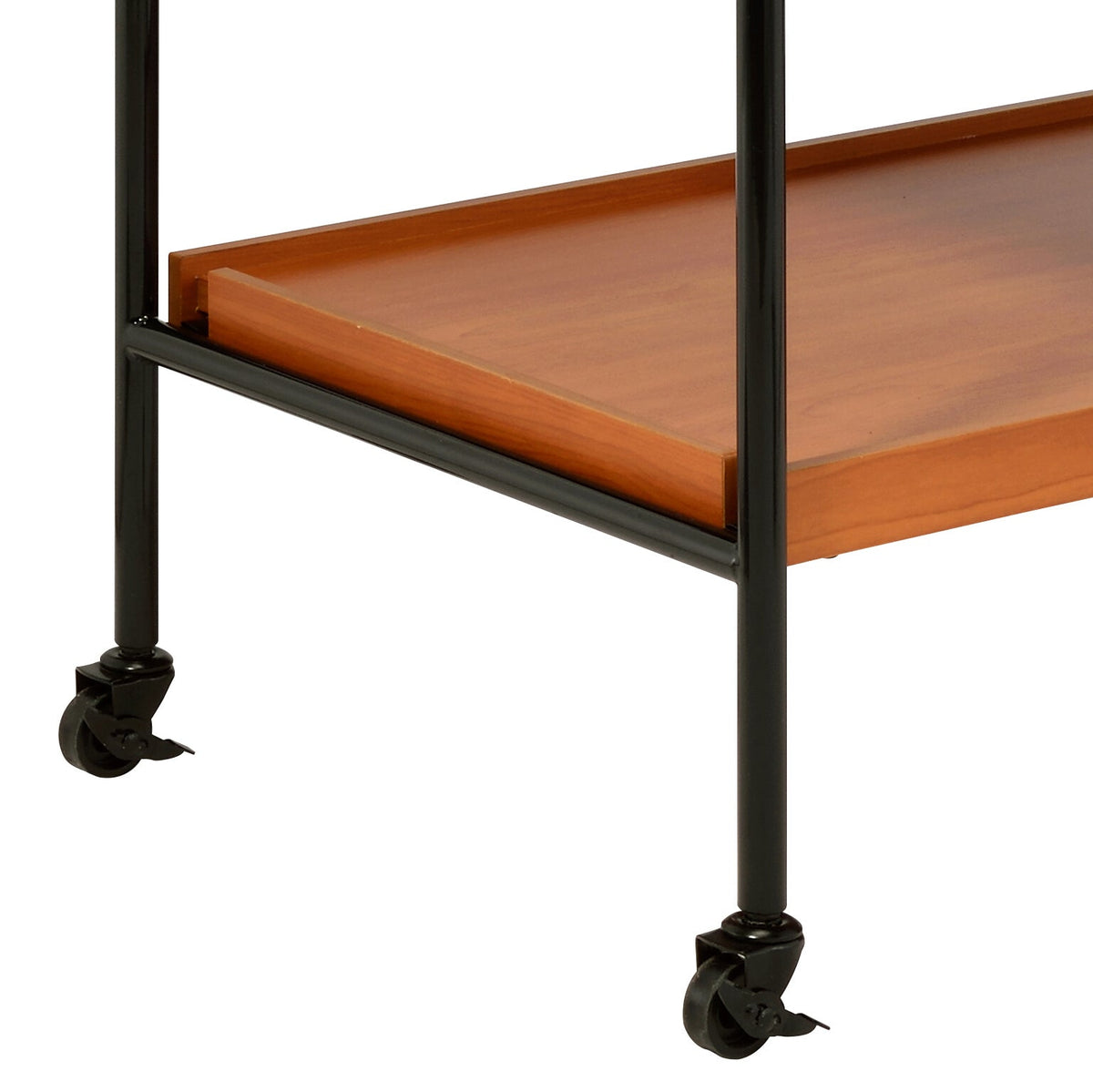 Honey Oak & Black Finish Bar Cart with Wooden Trays - Oaken, photo 8 of 8
