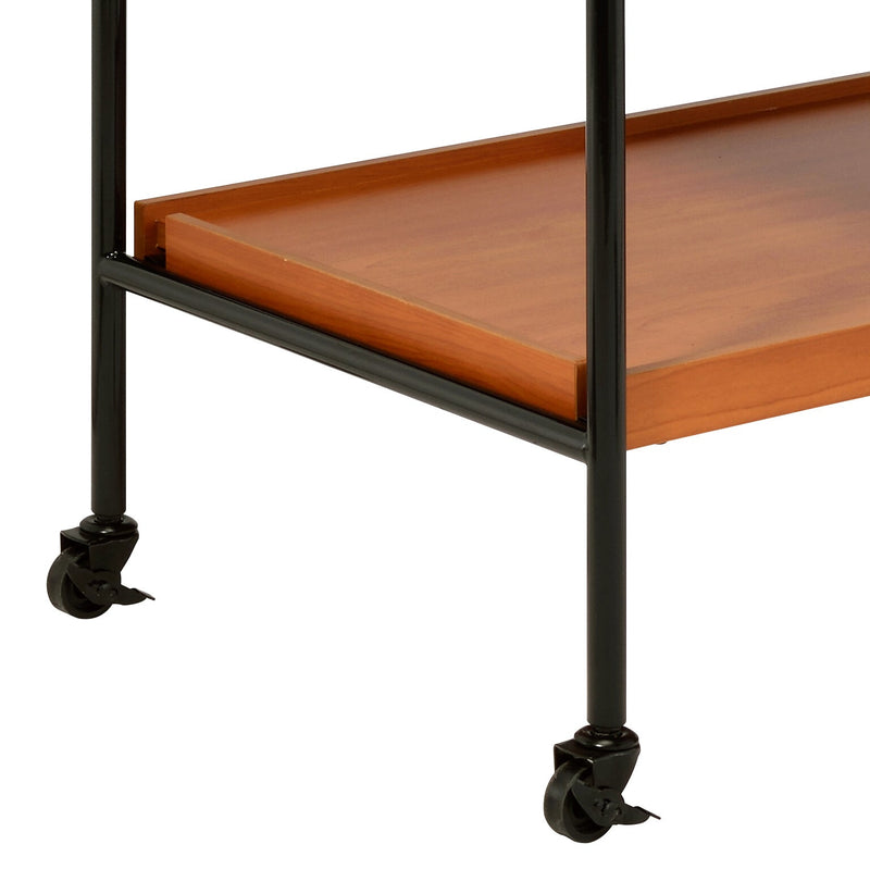 Honey Oak & Black Finish Bar Cart with Wooden Trays - Oaken, photo 8 of 8