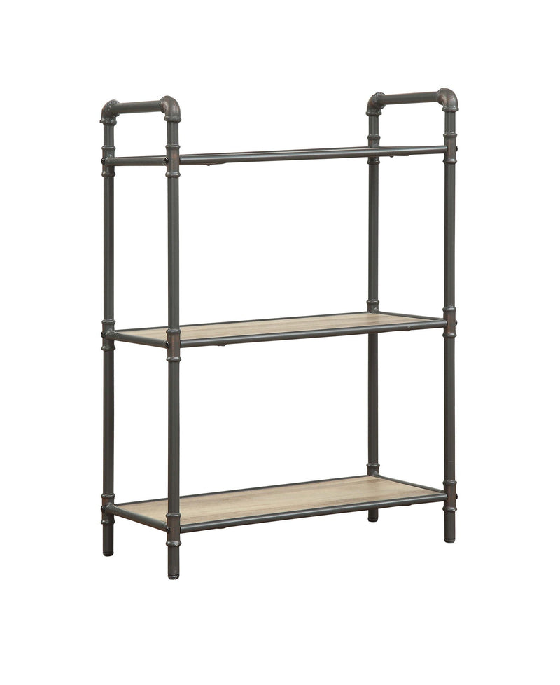 Itzel Antique Bookshelf with Metal Frame - Gray/Oak, photo 2 of 4