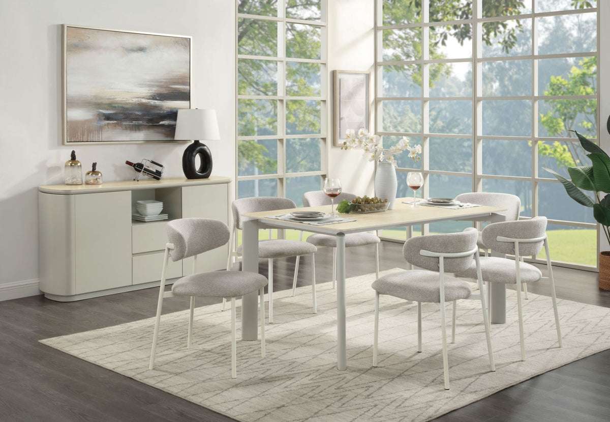 Light Gray Ceramic Top Dining Table with Durable Metal Legs - Ingram