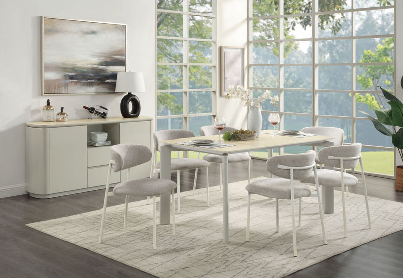 Light Gray Ceramic Top Dining Table with Durable Metal Legs - Ingram