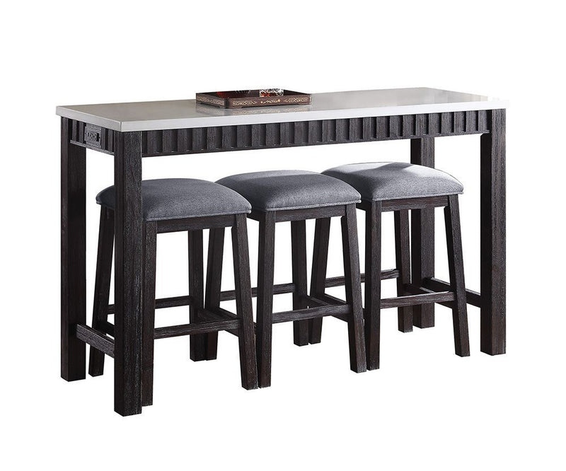 Necalli Marble Top Weathered 4 Piece Pack Counter Height Table Set - Espresso, photo 3 of 4