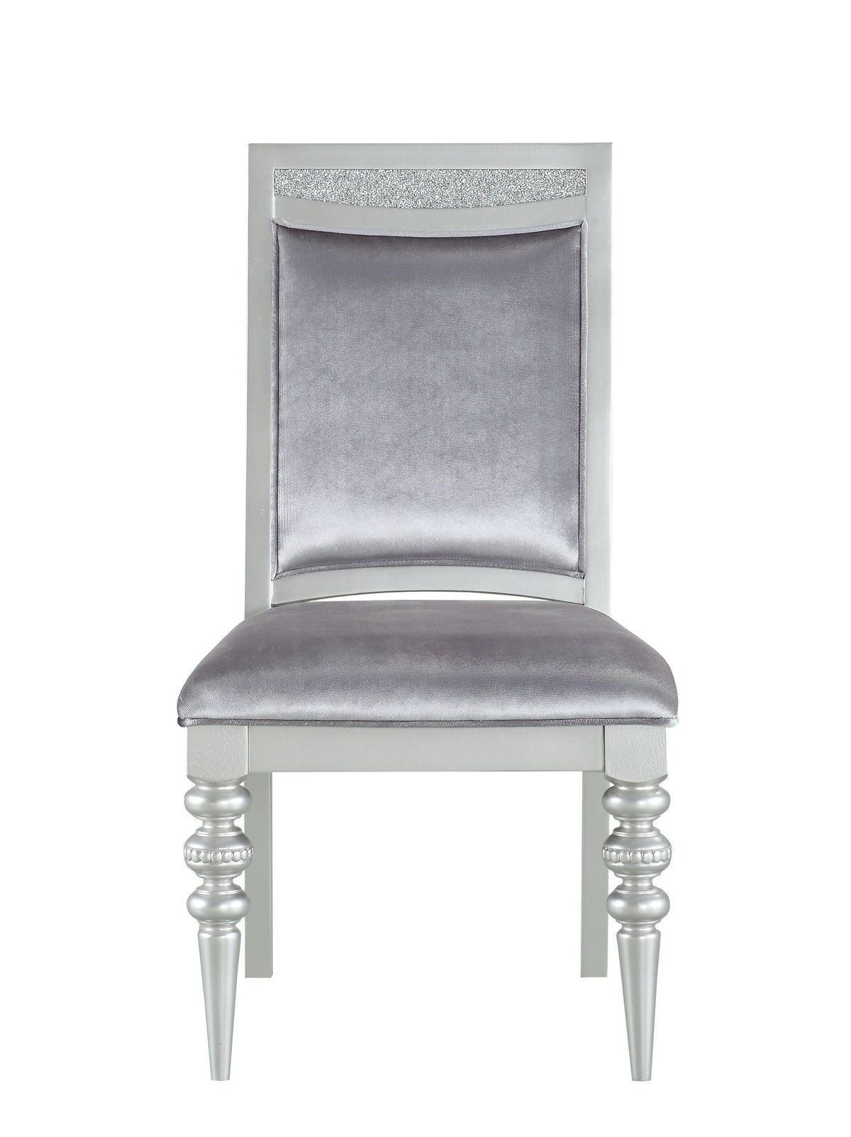 Maverick Side Chair Set of 2 with Fabric Upholstery and Wood Frame - Silver, photo 3 of 4