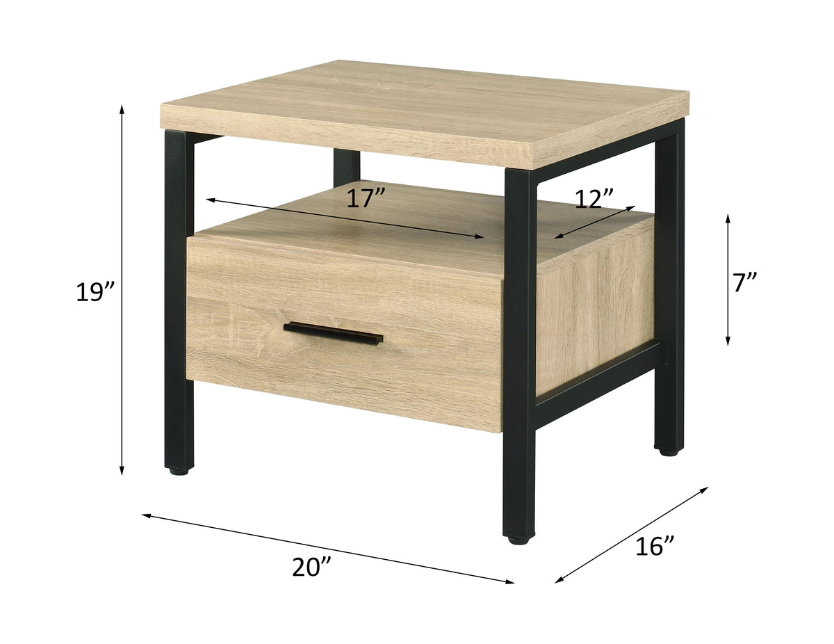Oak Finish Nightstand with 1 Drawer and 1 Shelf, photo 2 of 8
